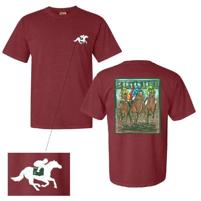 Women's Blouse with Mandarin CollarHorse Races Tee