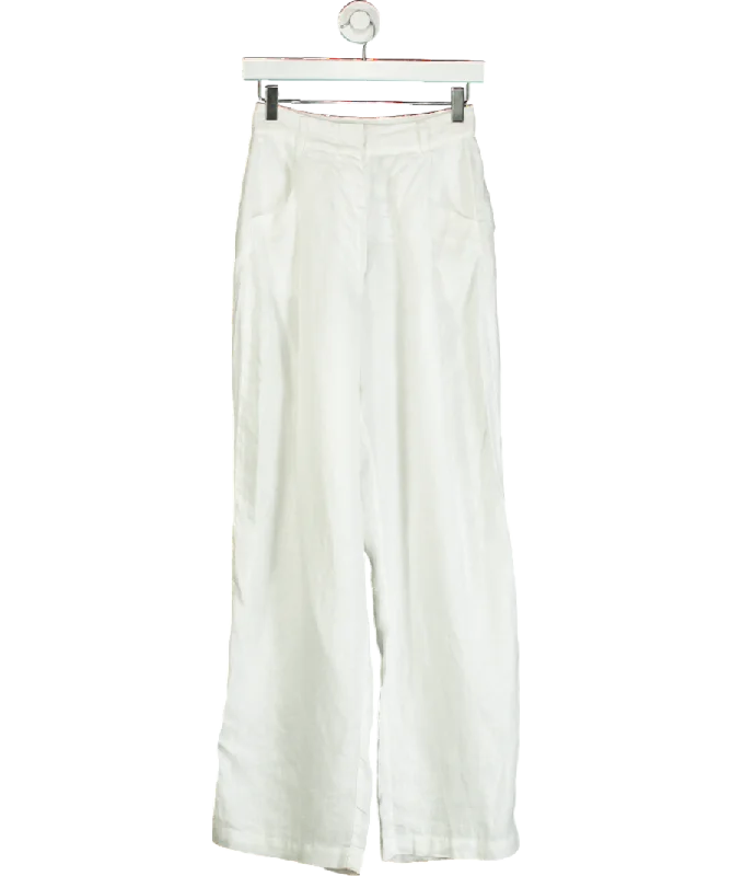 Women's V-Shaped Collar Sweatersaexae White Linen High-rise Trouser UK XS