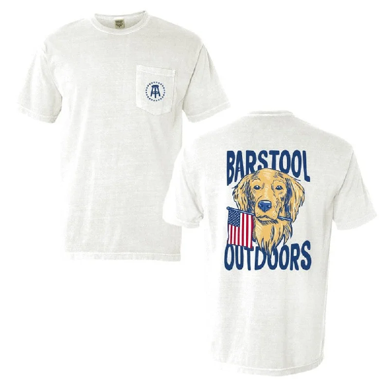 Women's Blouse with Rounded CollarBarstool Outdoors Dog USA Pocket Tee