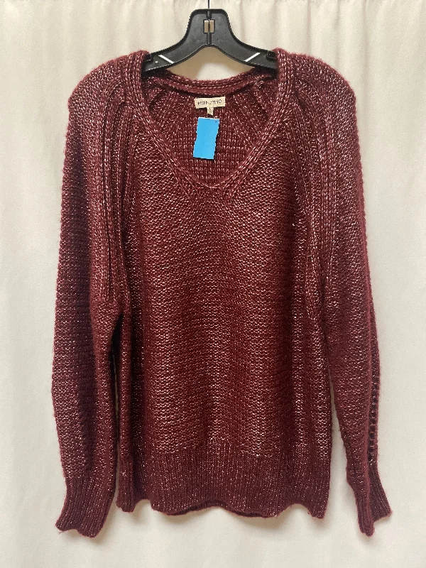 Women's V-Shaped Collar SweatersSweater By Main Strip In Maroon, Size: L