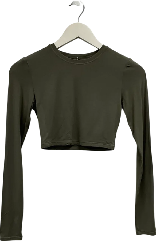 Women's Shawl Collar SweatersT/ALA Green Dayflex Long Sleeve Cropped Top UK S