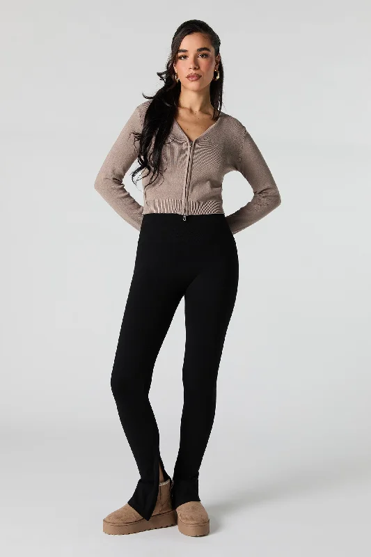 Women's Blouse with Notched CollarActive Slit Pant