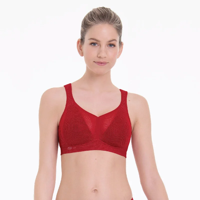 plus-size demi-cup bra with lace overlayANITA Air Control Sports Bra in Lipstick Red  (#5544)