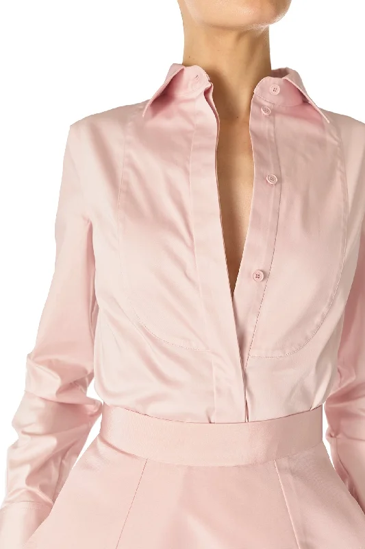 Women's Blouse with Wide CollarCollared Tuxedo Shirt