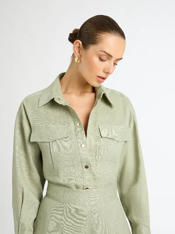 Women's Blouse with HoodCOASTAL LINEN SHIRT