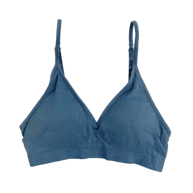 balconette bra for cleavage enhancementDenim Blue Triangle Padded Bralette