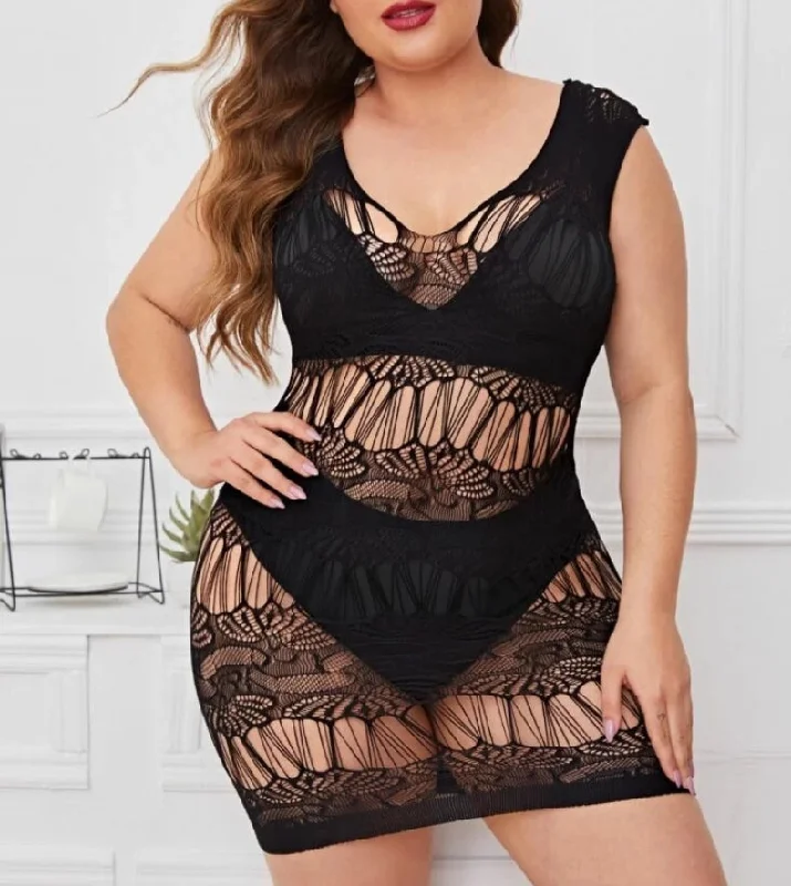 lace front closure bramini dress body stocking