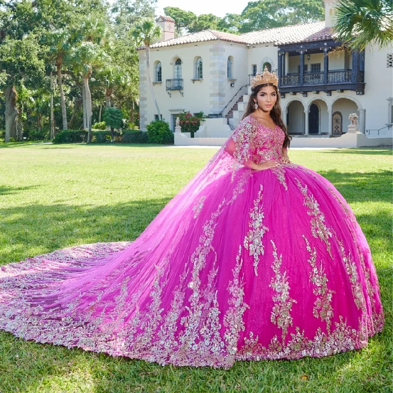 Women's Square Collar DressesPink Quinceanera Dresses 2024 Gold Lace Appliques Mexican Ball Gown Prom Party Dress Vestidos Butantes 15 anos