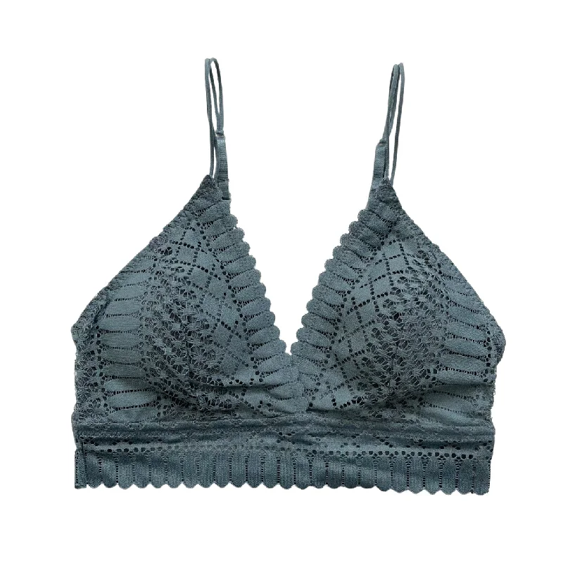 wireless lace bra with adjustable straps for versatilityBluestone Lace Longline Bralette