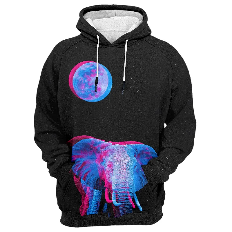 Women's Hooded Sweatshirts with Welt PocketsMoon Elephant Hoodie