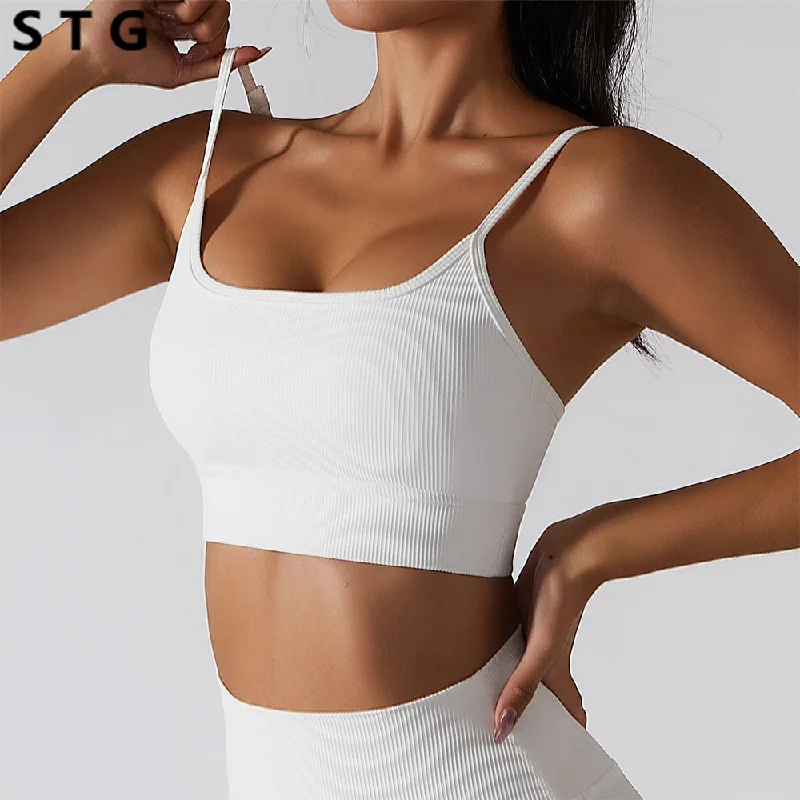 padded plunge sports braSexy Women's Sports Bra Top Women Tight Elastic Gym Workout Fitness Sport Yoga Bras Bralette Crop Top Chest Pad Removable