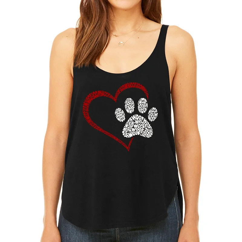 Women's Blouse with Keyhole CollarPaw Heart - Women's Premium Word Art Flowy Tank Top