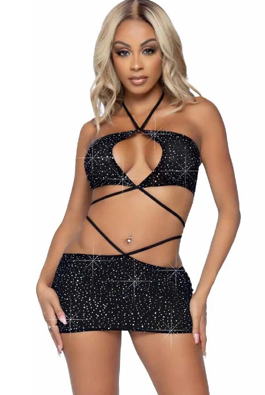 women's pajamas with drawstring waistTwo PC Rhinestone  Skirt Set