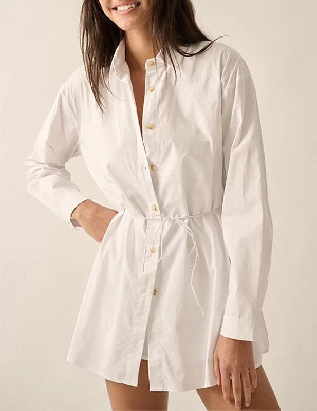 Women's Blouse with Rounded CollarHaise Button-Up Shirt Romper