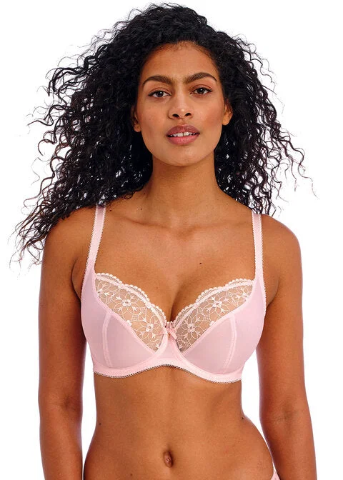 wireless mastectomy bra with soft cupsHallie Pink Champagne Uw Plunge Bra