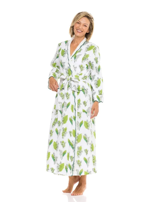 women's pajamas for hot summer nightsLily-of-the-valley Fleece Lined Classic Robe