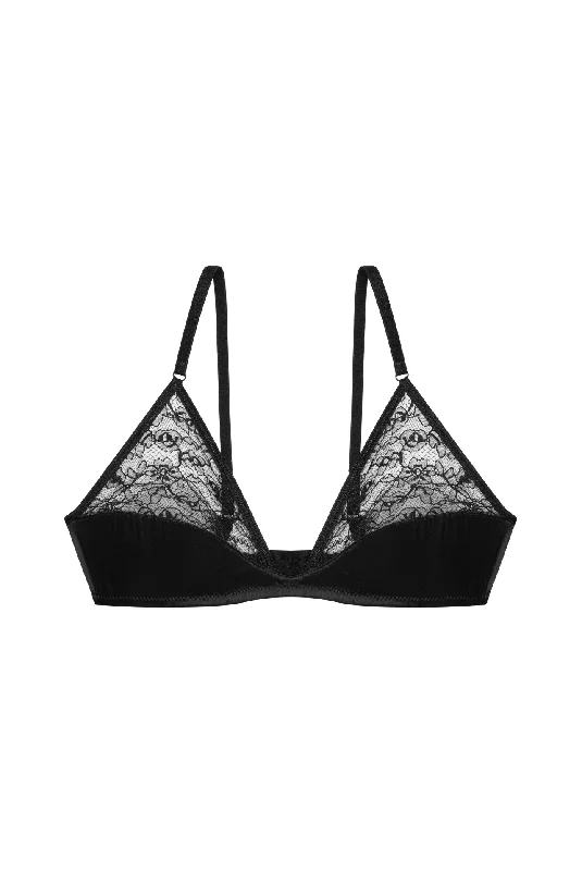 wireless lace bra with adjustable straps for versatilityMARSEILLE Soft Bra with Satin