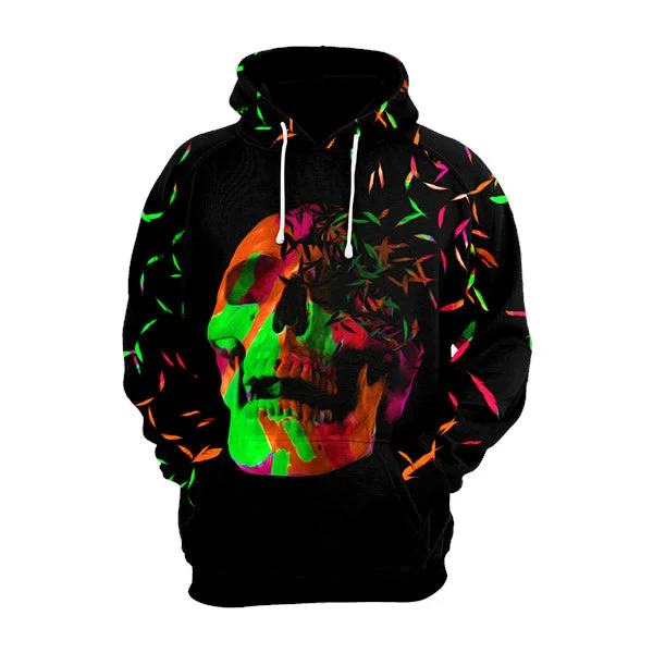 Women's Hooded Sweatshirts with Elastic WaistFaded Skull Hoodie