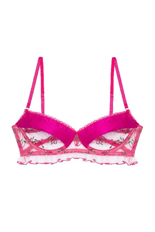 lace overlay braBONBON Underwire Bra with Frills and Satin