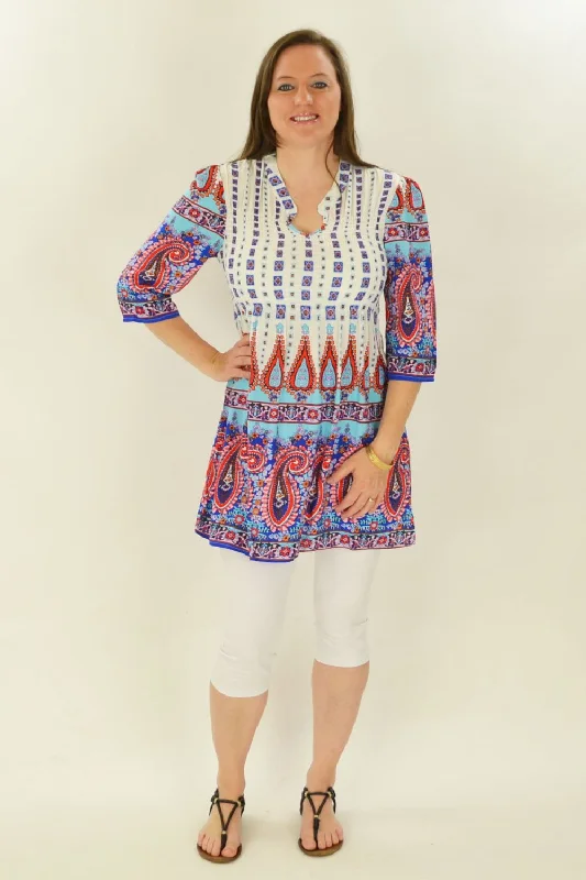 Women's Elastic Waist ShortsPeppa Paisley Blue Tunic