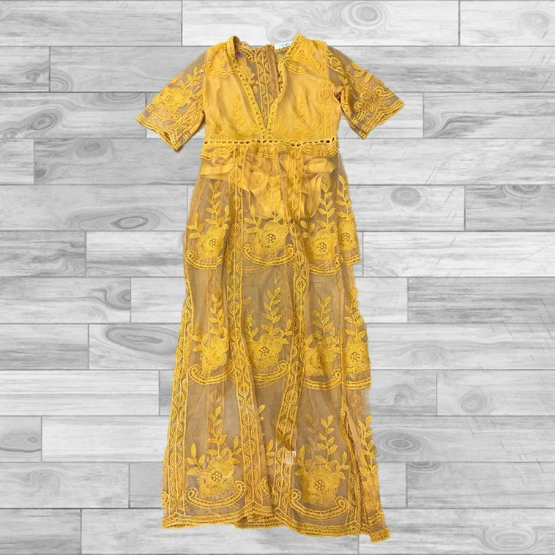 Women's Shawl Collar DressesDress Casual Maxi By Clothes Mentor In Yellow, Size: L