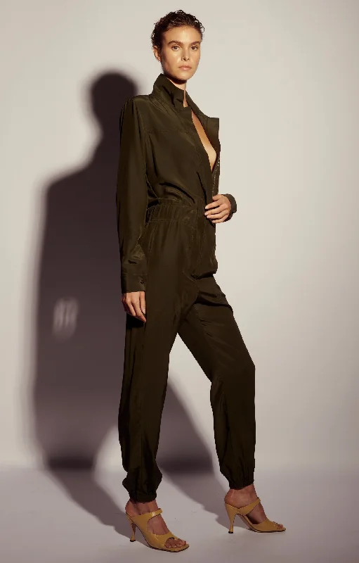 Women's Jumpsuits with Straight LegFortuna Silk Jumpsuit - Military