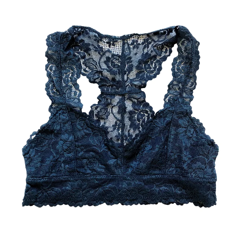 lace underwire bra for special occasionsNavy Blue Lace Racerback Bralette