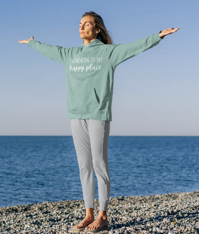 Women's Hooded Sweatshirts with Fitted WaistSwimming Is My Happy Place Organic Cotton Hoodie