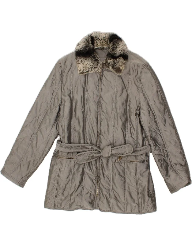 Women's Coats with BeltESCADA Womens Padded Coat EU 38 Medium Grey Acetate