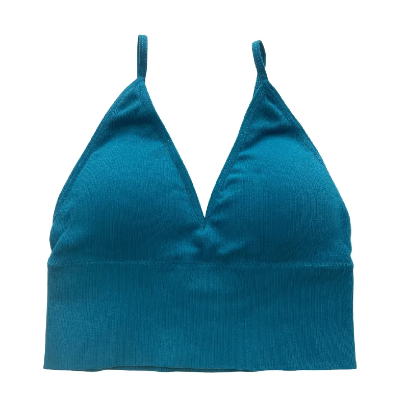 front-closure bra for easy dressingTeal Seamless Longline Bralette