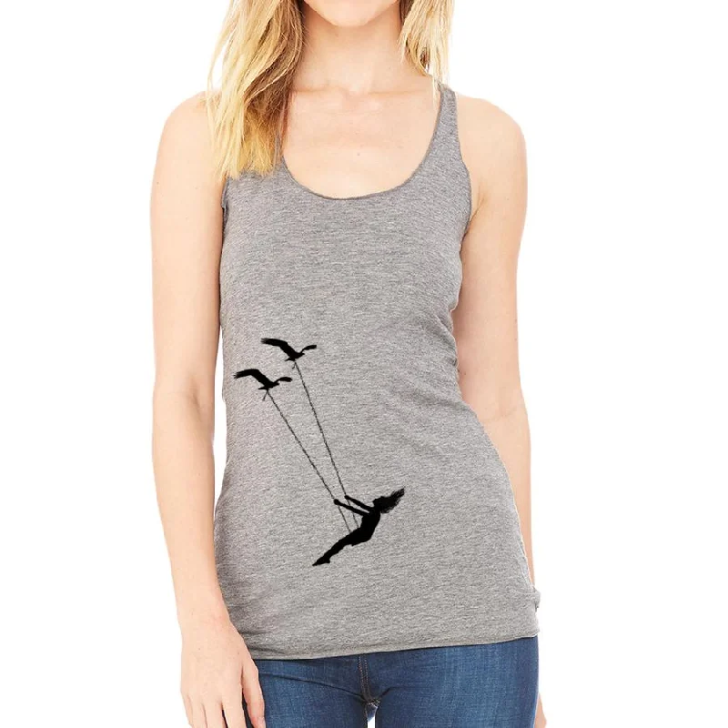 Women's Blouse with Sweetheart CollarFlying Bird Swing Racerback Tank Top