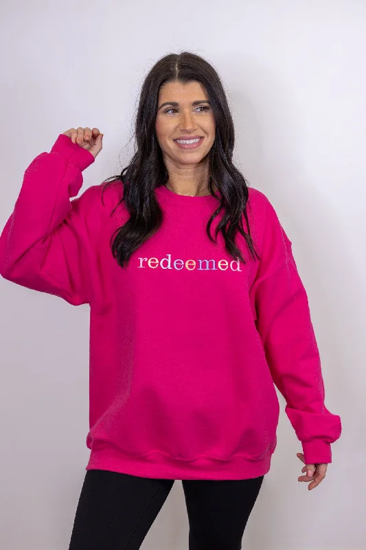 Women's Blouse with Sweetheart CollarRedeemed Colorful Pink Sweatshirt