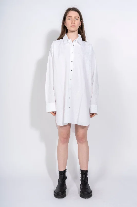 Women's Blouse with Lapel CollarWHITE TEXTURED XXL SHIRT