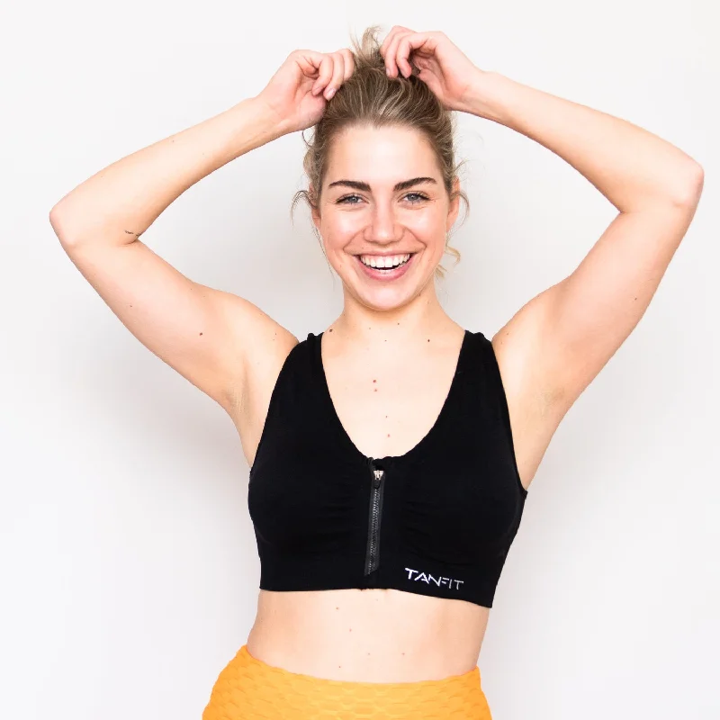 padded plunge braZip me Up Sports bra - Black