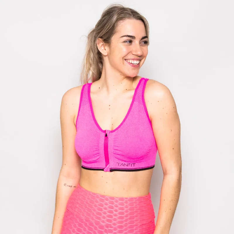 seamless underwire braZip me Up Sports bra - Pink