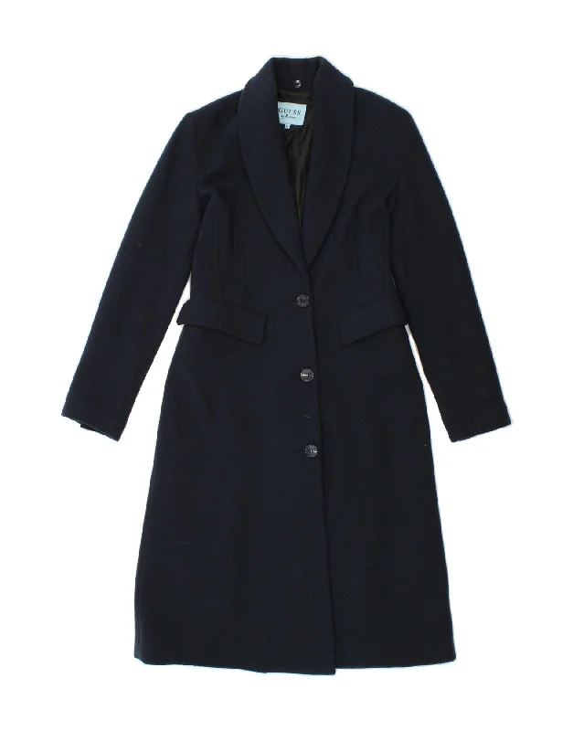 Women's Rain CoatsGUESS Womens Overcoat IT 42 Medium Navy Blue Wool