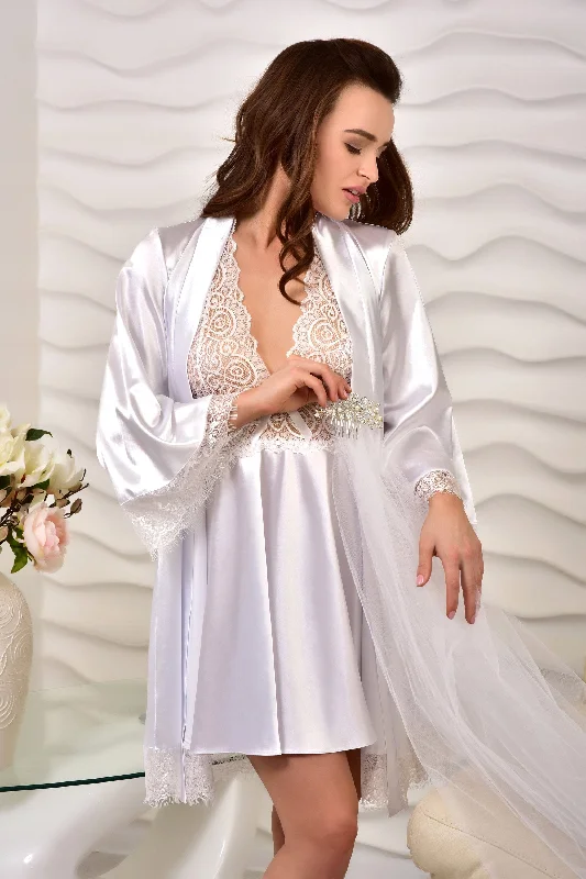 women's pajamas with a blend of comfort, style, and functionalityWhite bridal peignoir set: Chemise & Robe