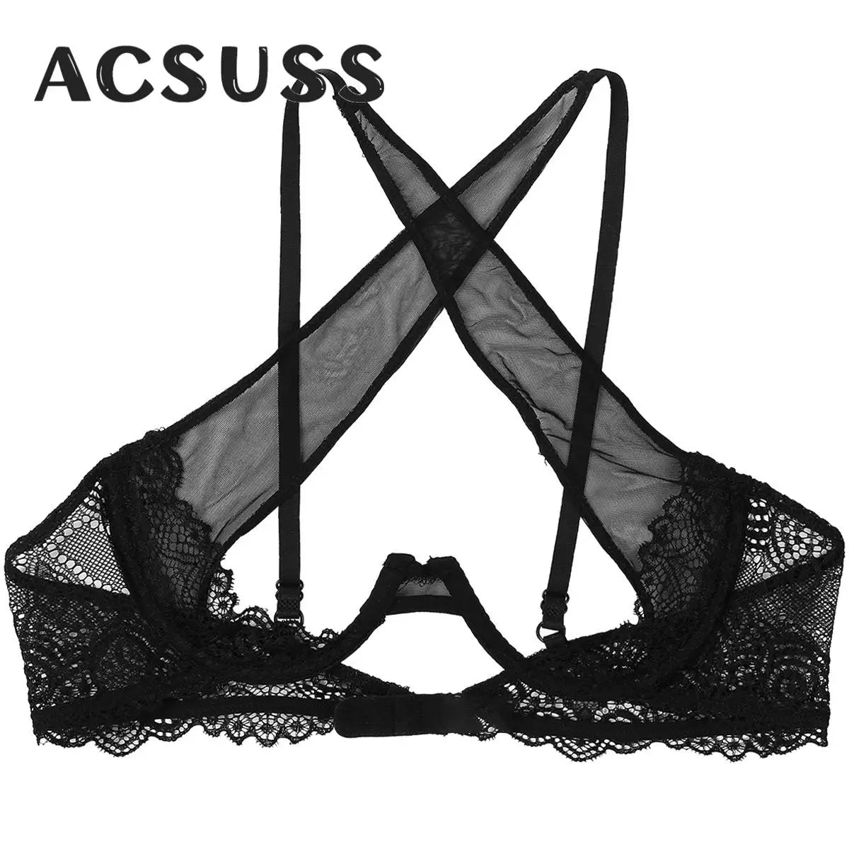 padded bra for small bustsSheer Mesh Crisscross Bra - Adjustable Underwired Top