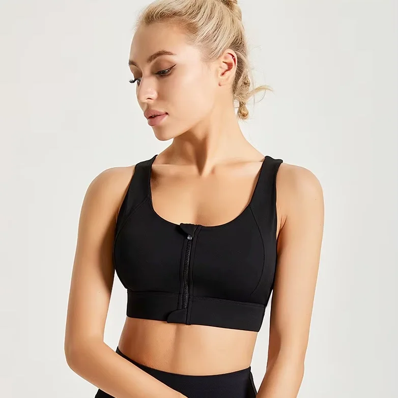 sports bra with compression technologyZip up Sports Bra with Cross Back