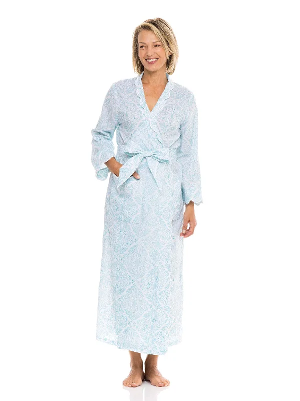 women's pajamas with built-in shortsIce Blue Filigree Classic Robe