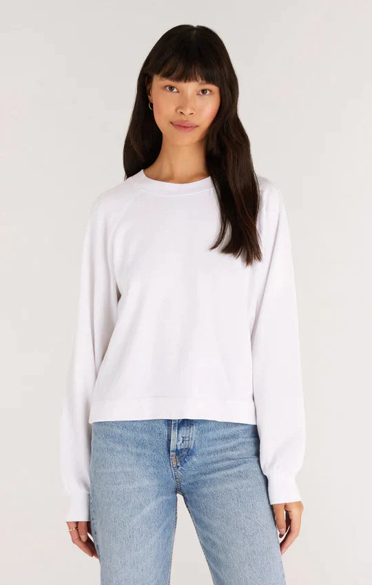 Women's Blouse with PeterZ Supply Cayden White Raglan Sweatshirt