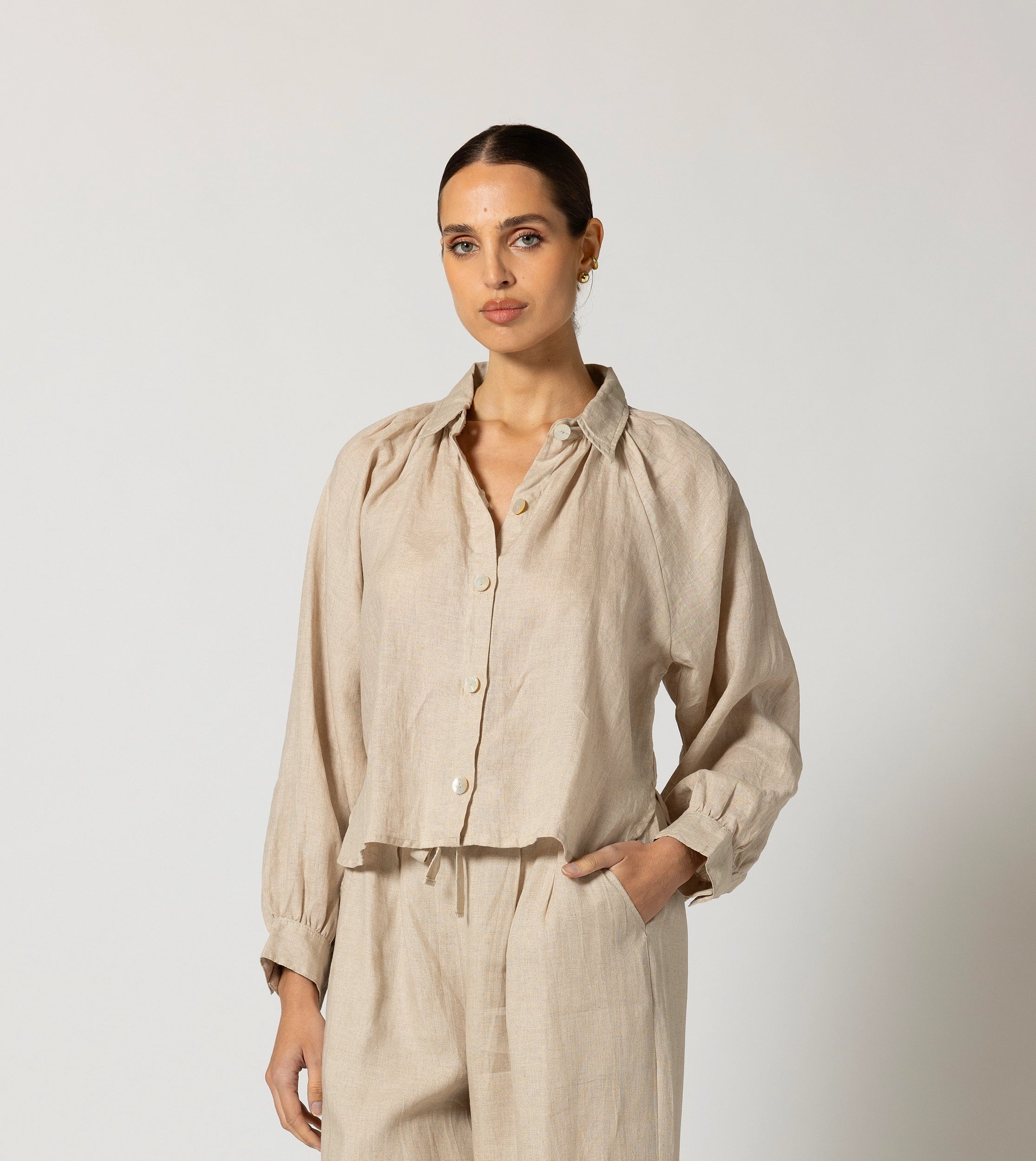 Women's Jumpsuits with V-Shaped CollarNegara Blouse | Oatmeal