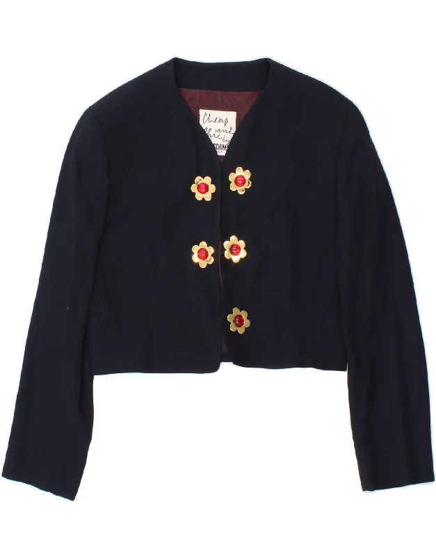 Women's Puffer CoatsMOSCHINO Womens Cheap and Chic Bolero Jacket UK 10 Small  Navy Blue Floral