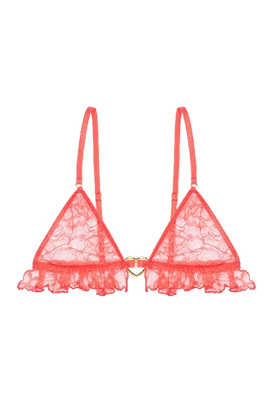 convertible plunge braCORAIL Triangle Bra with Frills and Heart