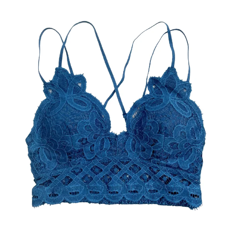 push-up bra with paddingDark Blue Crochet Bralette