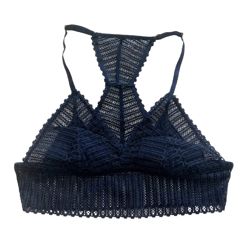 lace-trimmed convertible bra for special eventsNavy Blue Lace Racerback Bralette