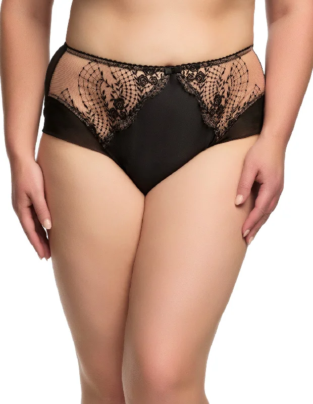 seamless panties with a concealed pocket for added convenienceJulie's Roses High Waist Brief - Black