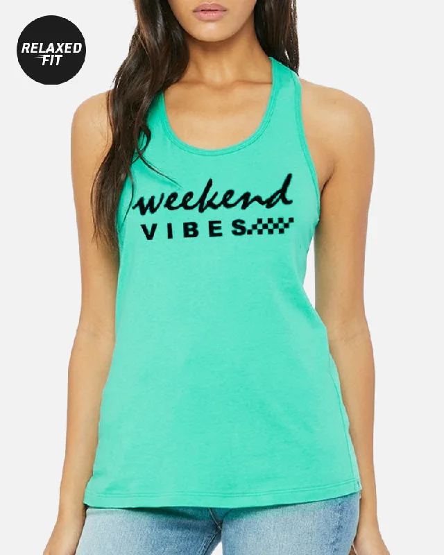 Women's Blouse with Keyhole NeckWOMENS WEEKEND VIBES TANK - TEAL