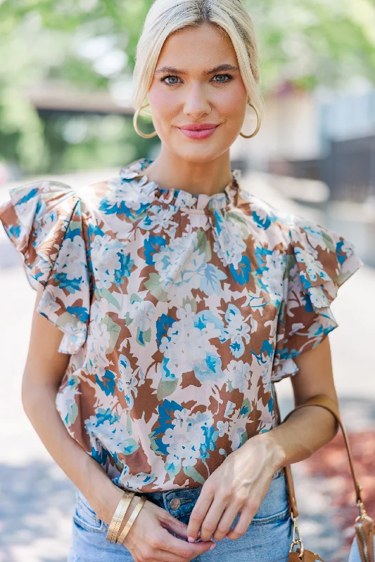 Women's Casual Chic ShortsAll Heart Brown Floral Blouse