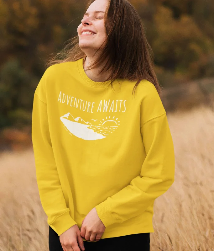 Women's Hooded Sweatshirts with Fitted WaistAdventure Awaits Organic Cotton Sweatshirt